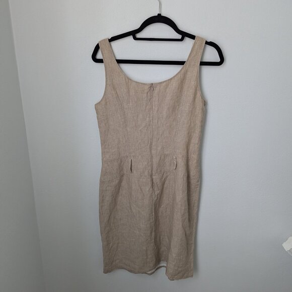 St. Emile Women's Linen Gold Sleeveless Dress, 10 - Picture 4 of 5